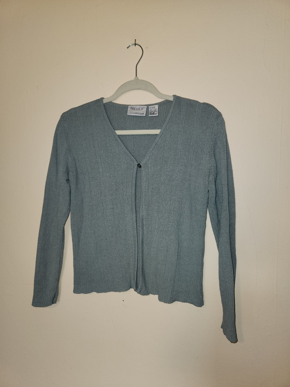 Preview Collection Seafoam Ribbed V-Neck Cardigan